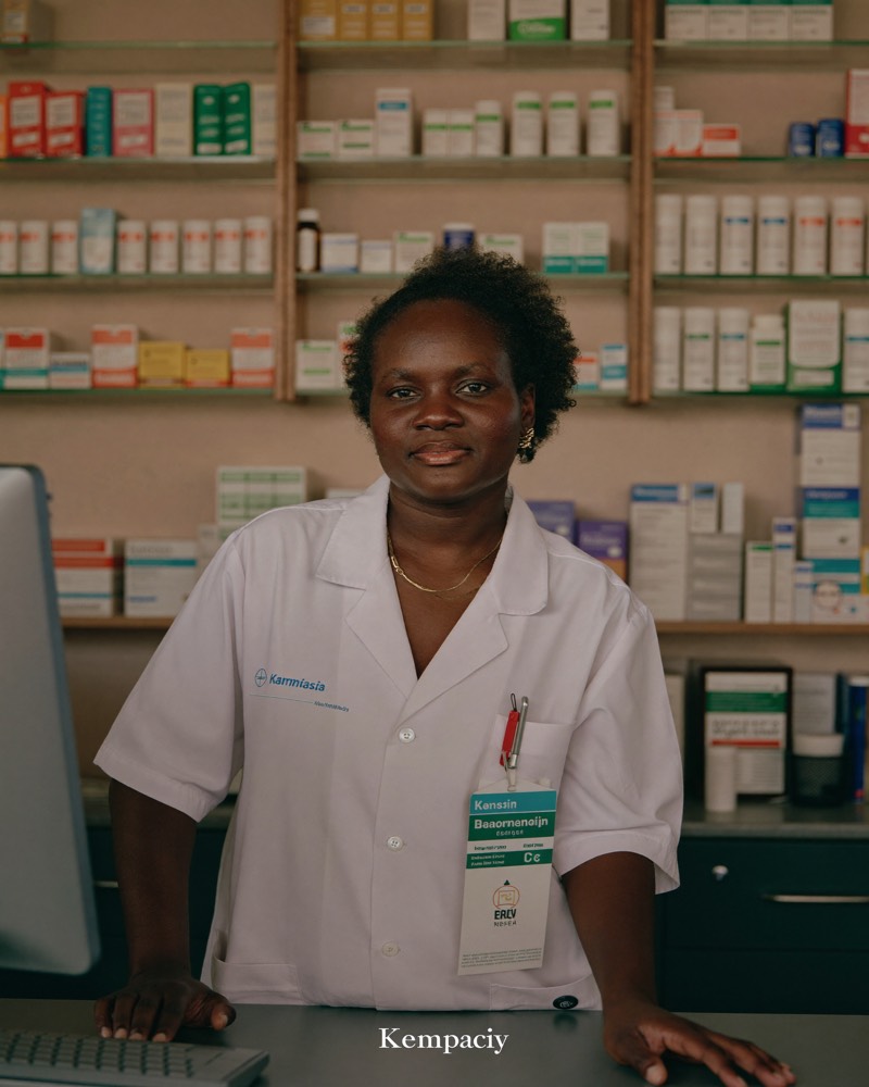 Pharmacist in a Kenyan clinic pharmacy